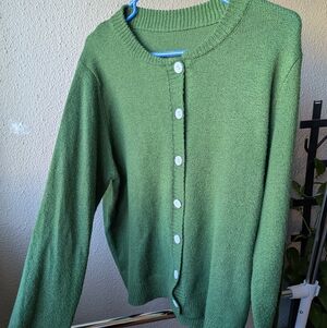 Green Button-Up Women's Sweater